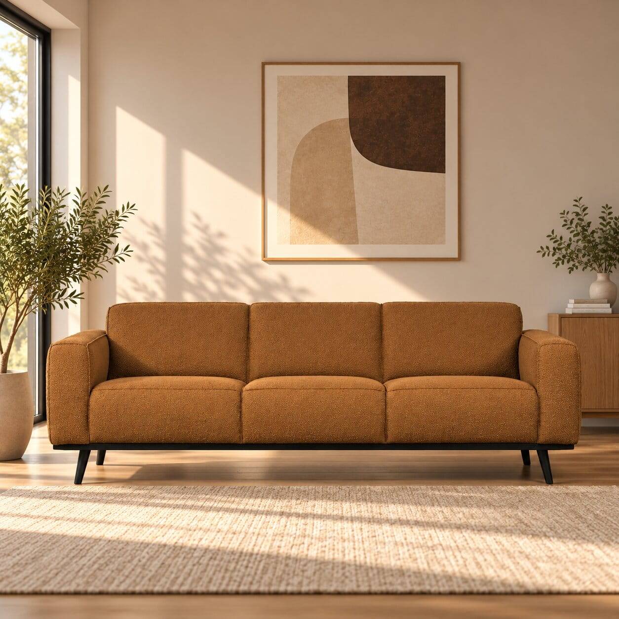 Moderne 3er Couch in Bernstein Buklee - Bahos