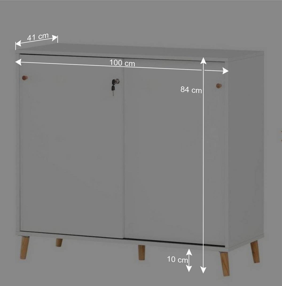 Weißer Büroschrank mit Schiebetür & Tür & Fächern - Obtin