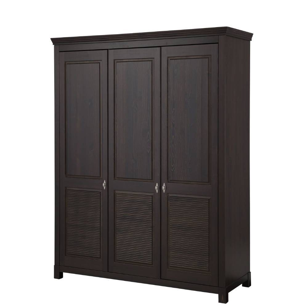 Kiefernholz Kleiderschrank in Dunkelbraun - Sikulav