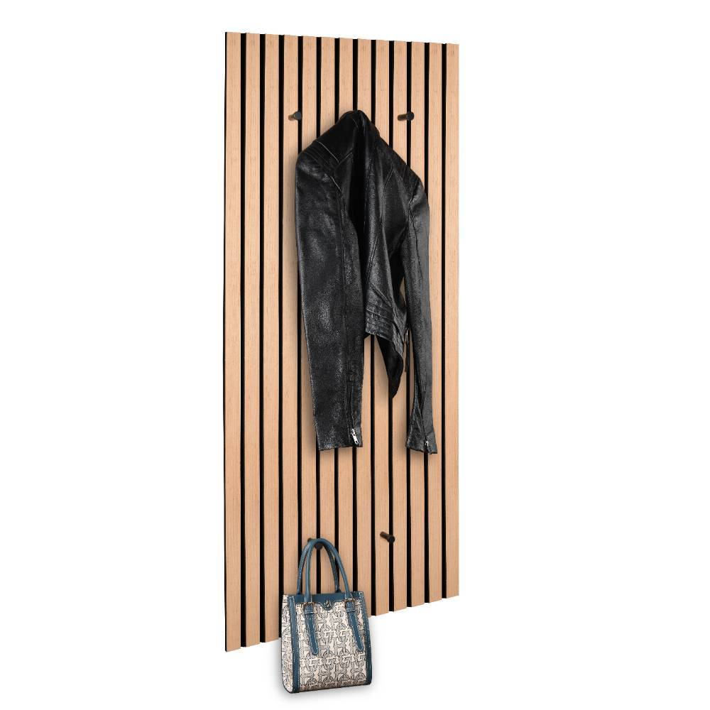 Akustikpaneel Garderobe in Schwarz und Eiche Natur - Samy