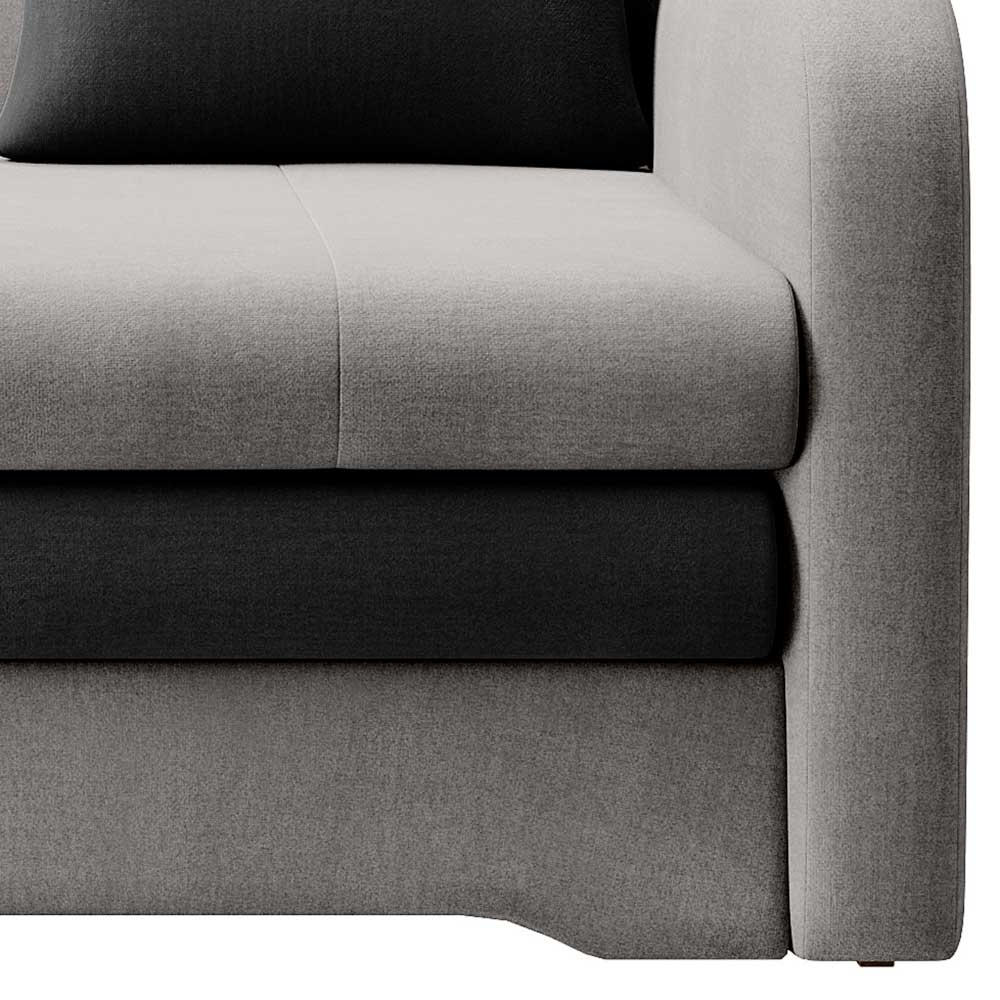 Velours-Schlafsofa in Hellgrau und Dunkelgrau - Praki