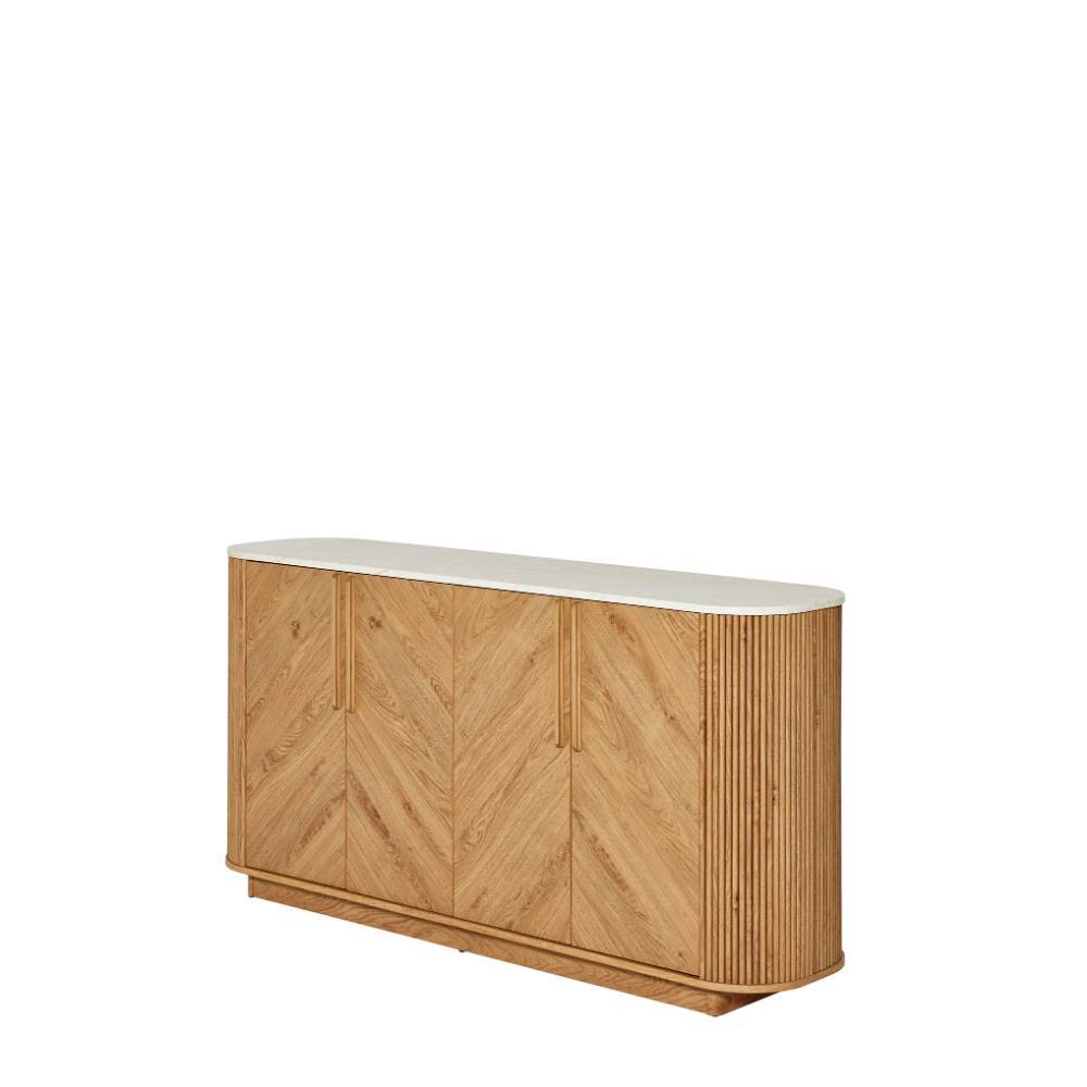 Ovales Sideboard in Eiche und Weiß - Fistrana
