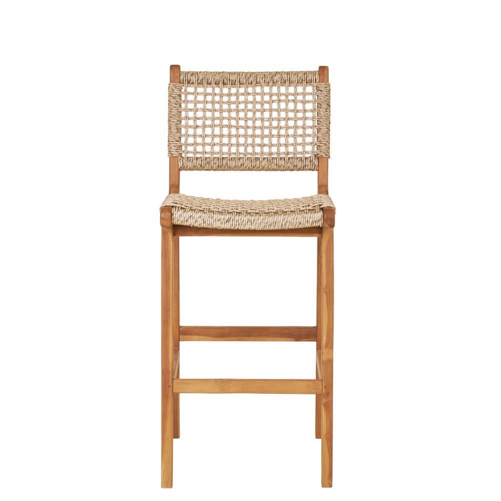 Teak Barstühle mit Kordelgeflecht - Merlan