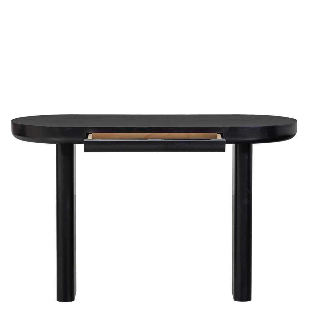Ovaler Design Schreibtisch in Schwarz Holzoptik - Belinda