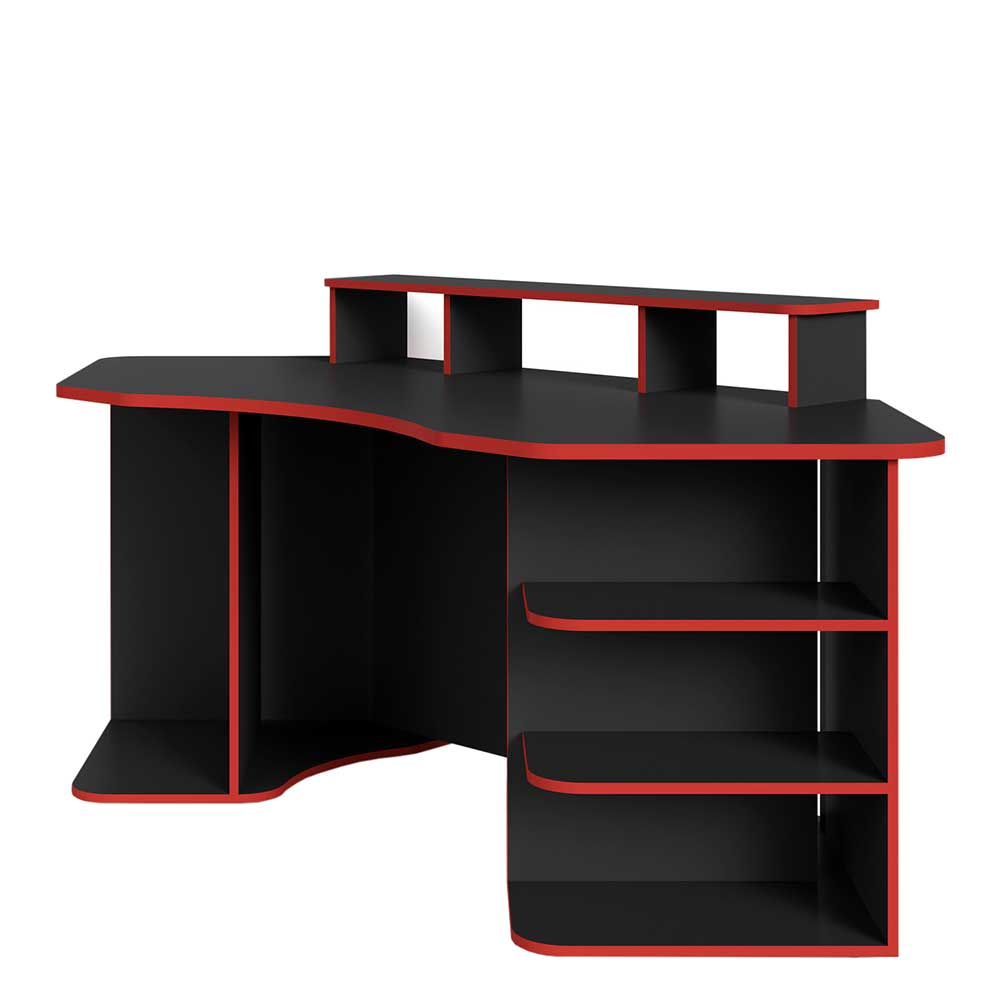 PC-Schreibtisch in Schwarz mit Rot - Diana