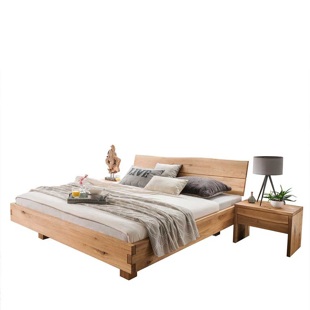 Bett mit Baumkante & Nachtkommoden - Domini (dreiteilig)