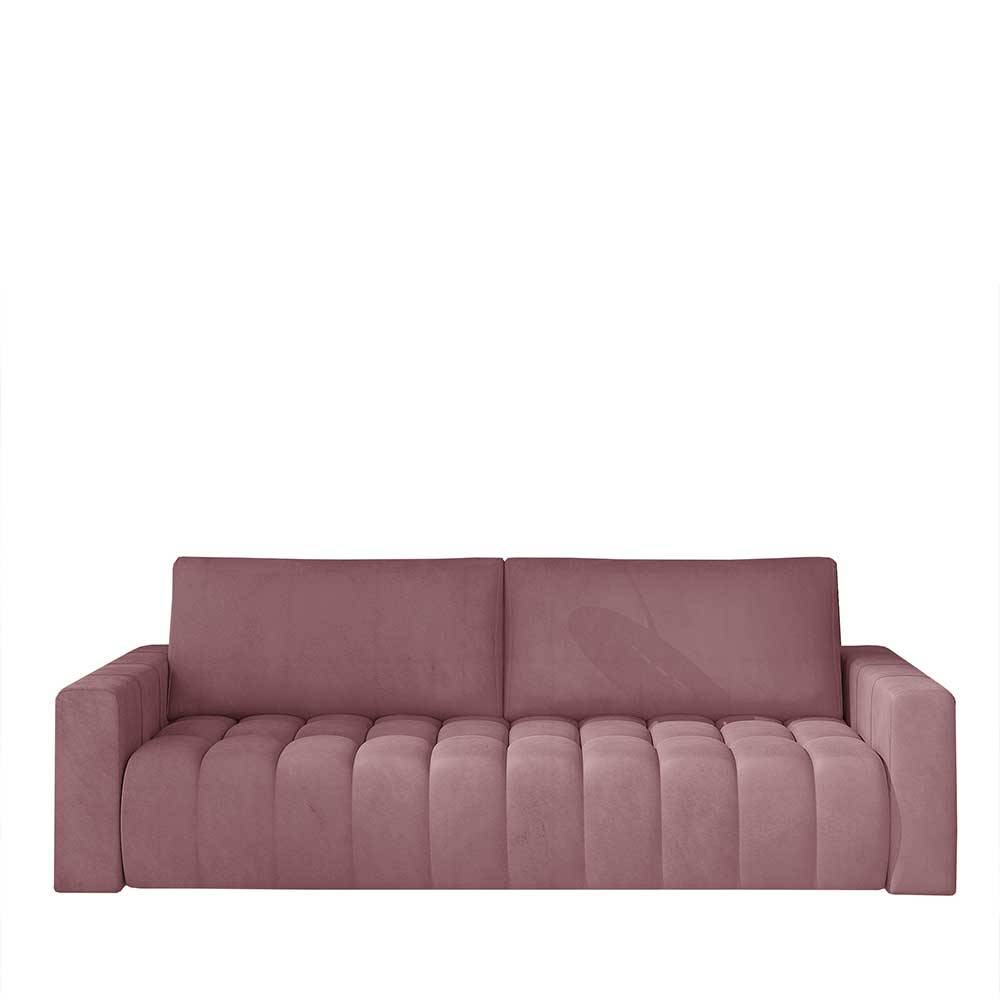 Klappcouch in Altrosa Samt - Kanellaz