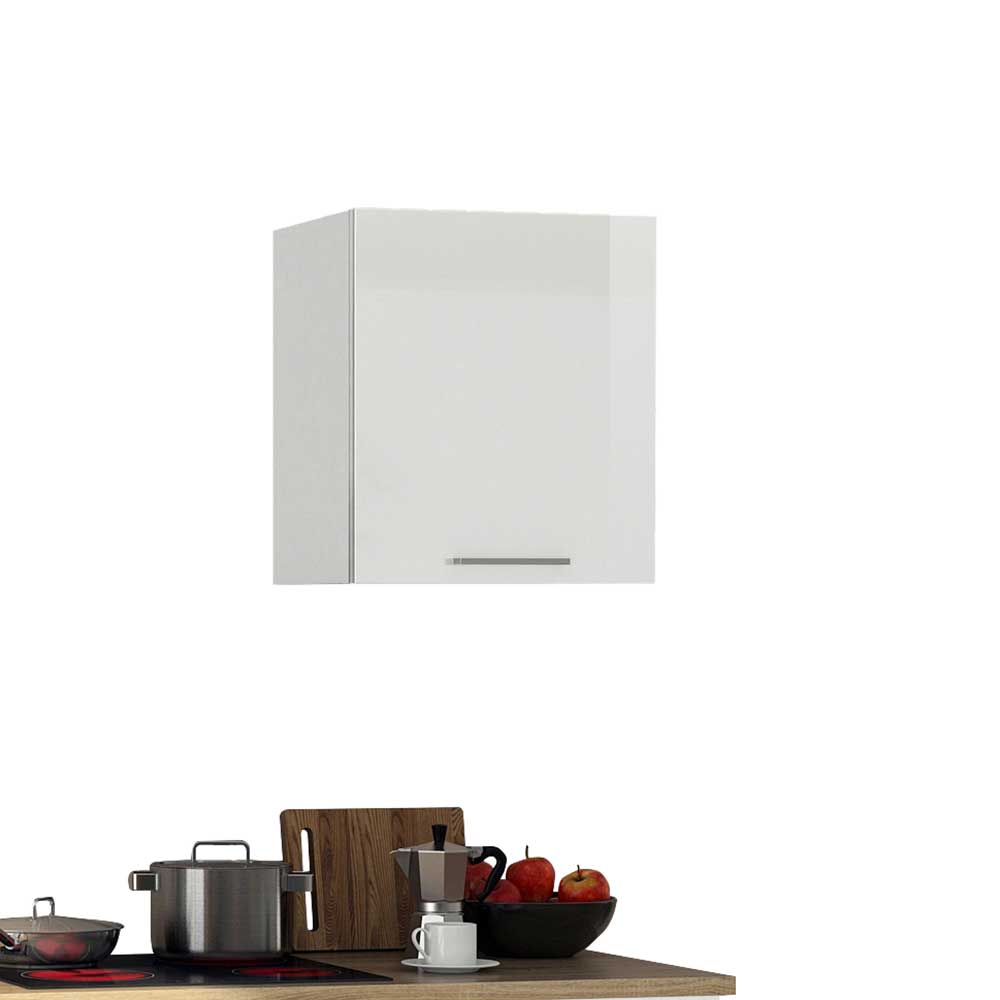 220 cm Block-Küche in Weiß Glanz - Cuneo (sechsteilig)