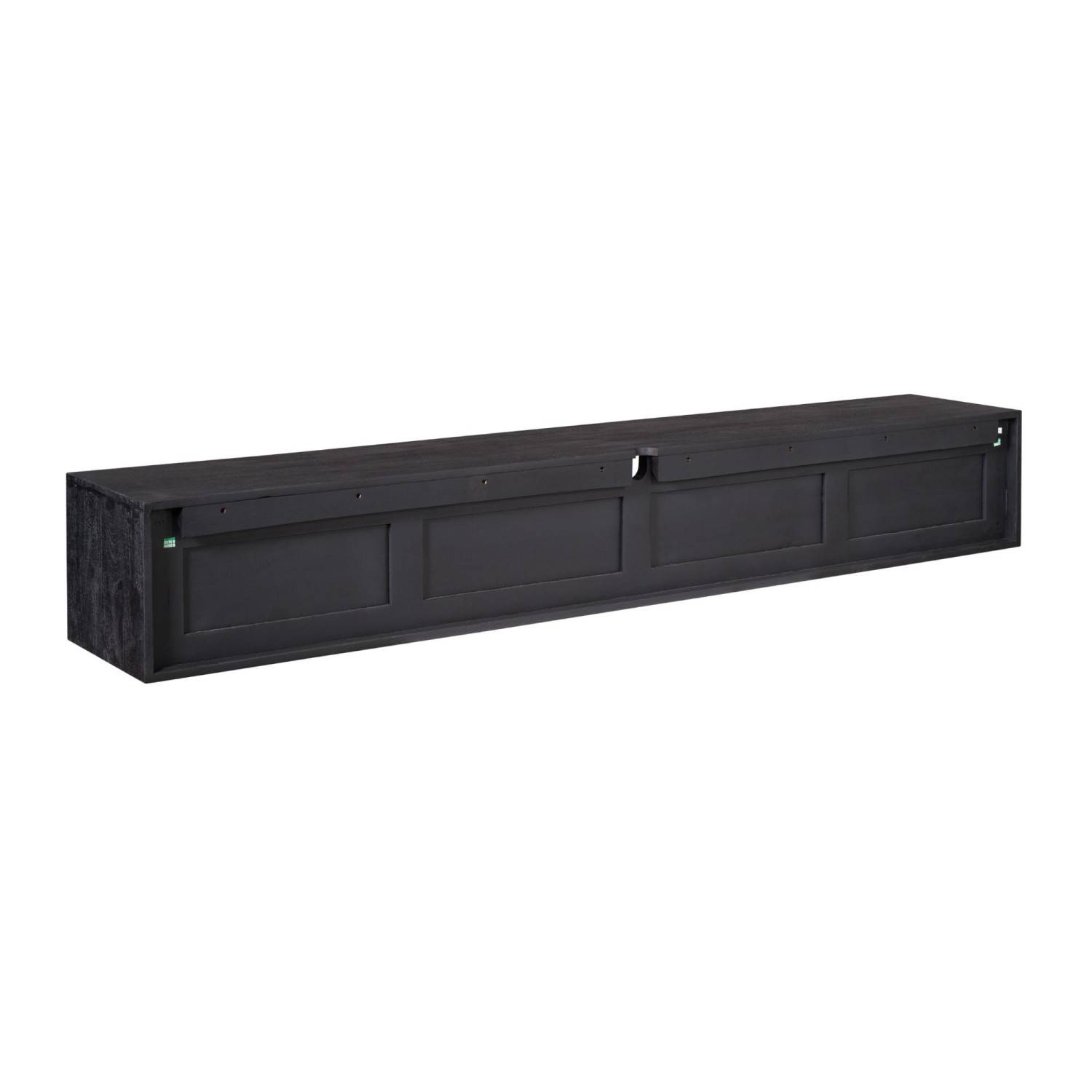 Rückansicht des schwarzen wandhängenden TV Boards mit Montagepunkten – Rondra