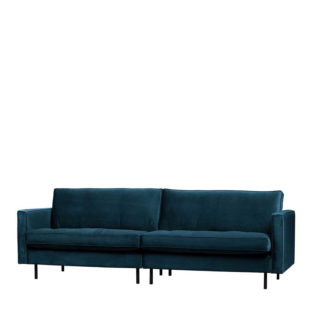 275x83x88 Sofa mit blauem Bezug aus Samt - Cumagon