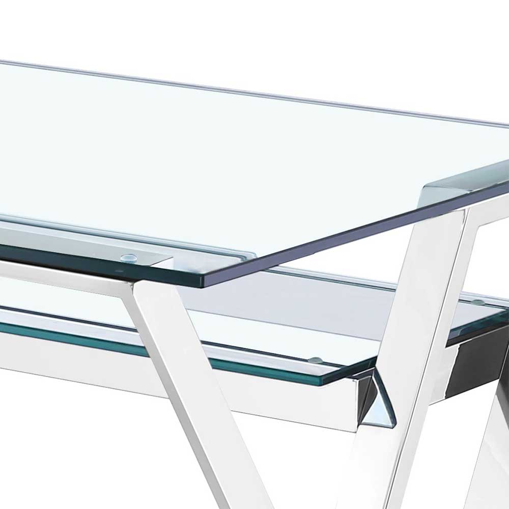 120x60 X-Design Glas Schreibtisch mit Ablageboden - Jesafina