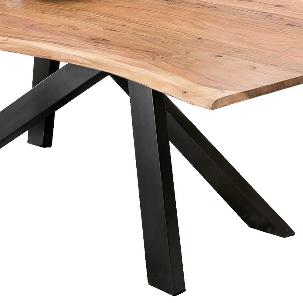 Industrial Tisch mit Baumkante Massivholzplatte - Chalessia