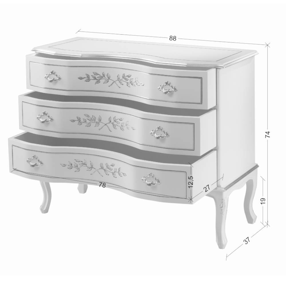 88x74x37 Schubladen-Kommode im Barockstil - Iviada