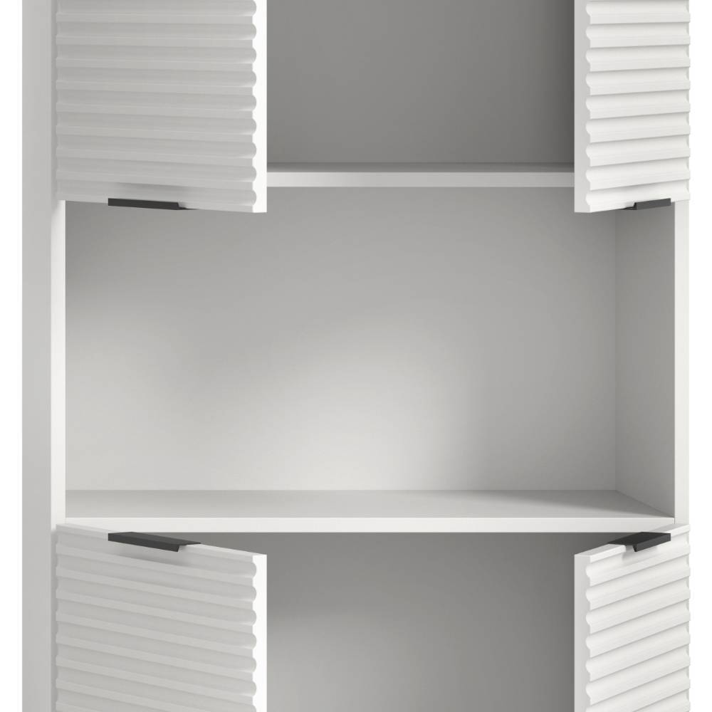 Badezimmer-Hochschrank in Weiß Schwarz - Benedict