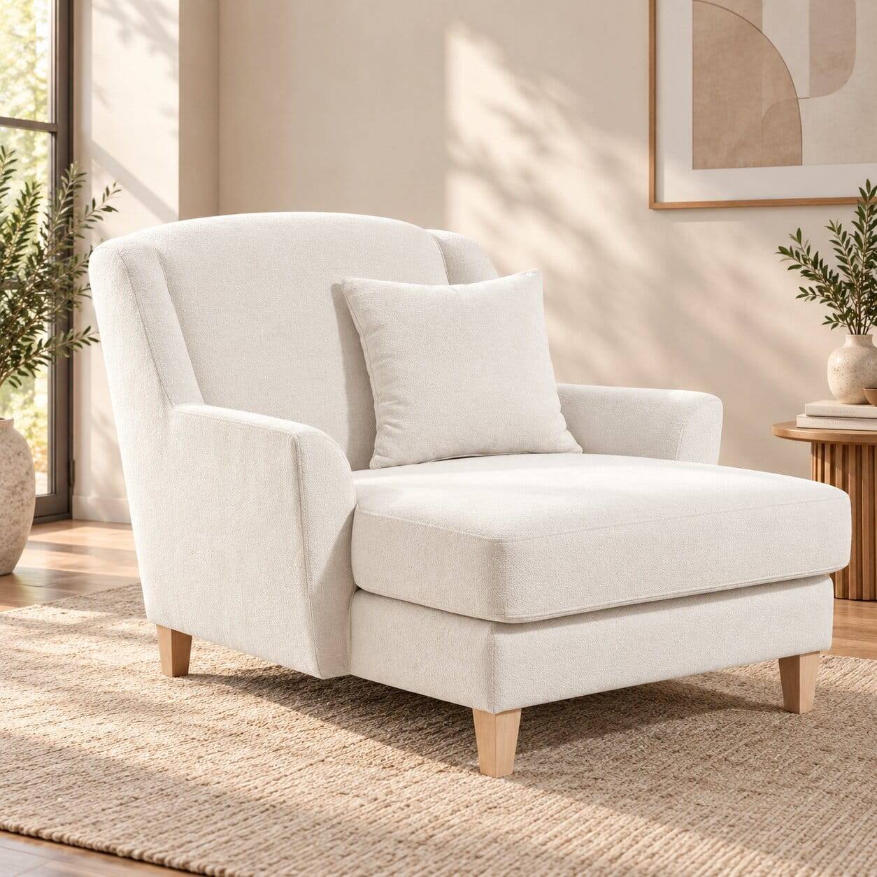 Heller Megasessel in Creme Velours - Mosari