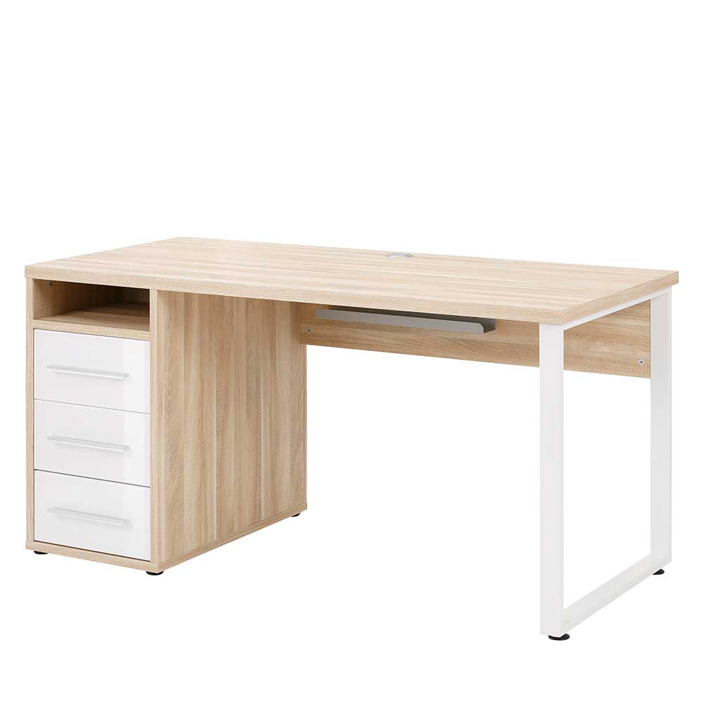 L-Form Schreibtisch in Eiche Holzoptik - Xedno