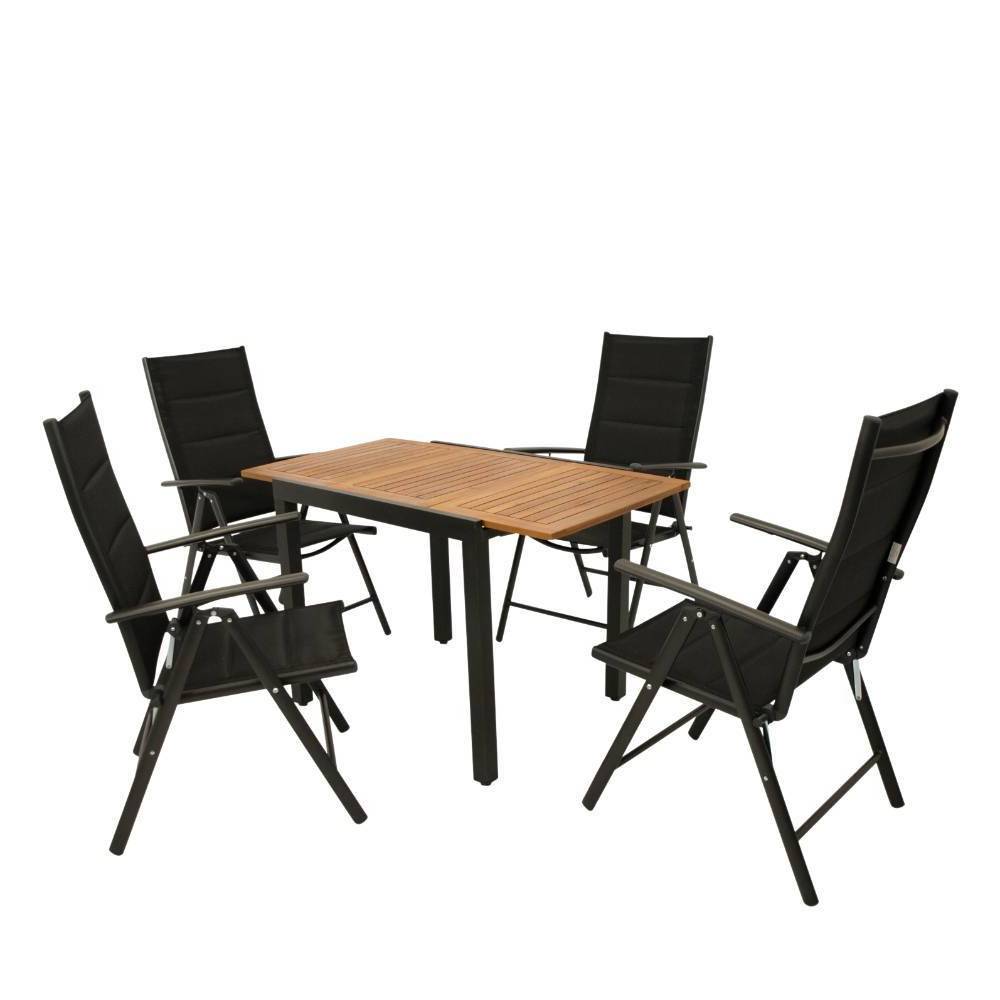 Garten-Ausziehtisch und vier Klappsesessel - Jily (fünfteilig)