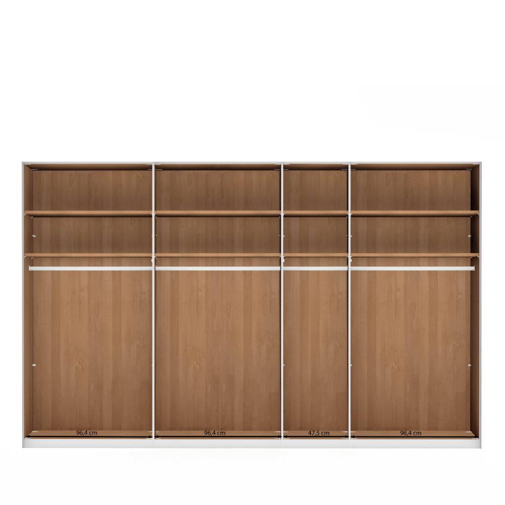 7-türiger Schlafzimmerschrank mit Glas in Weiß - Crucav