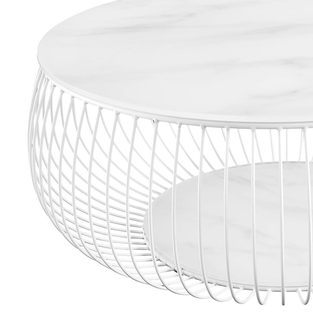 Scandi Couchtisch mit Glasplatte Marmor Optik - Curres
