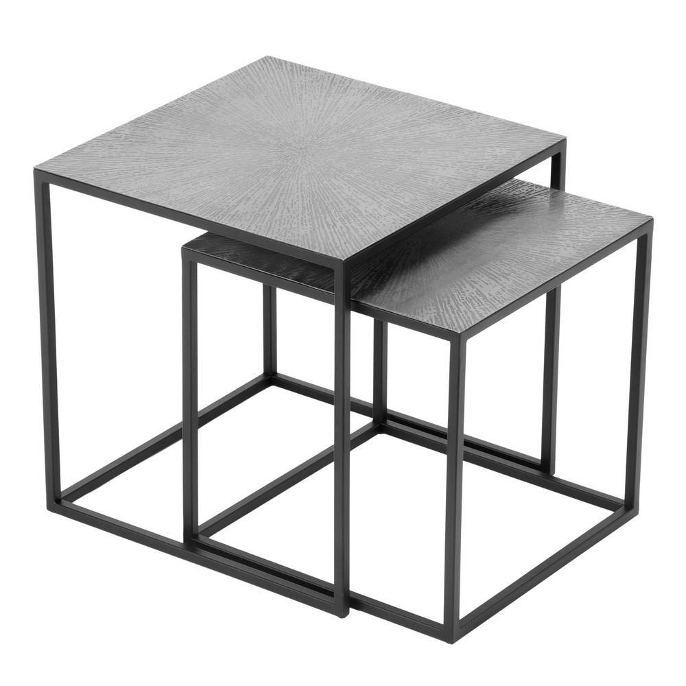 Zwei Couchtische in Silber und Schwarz mit minimalistischem Design – Grandessa