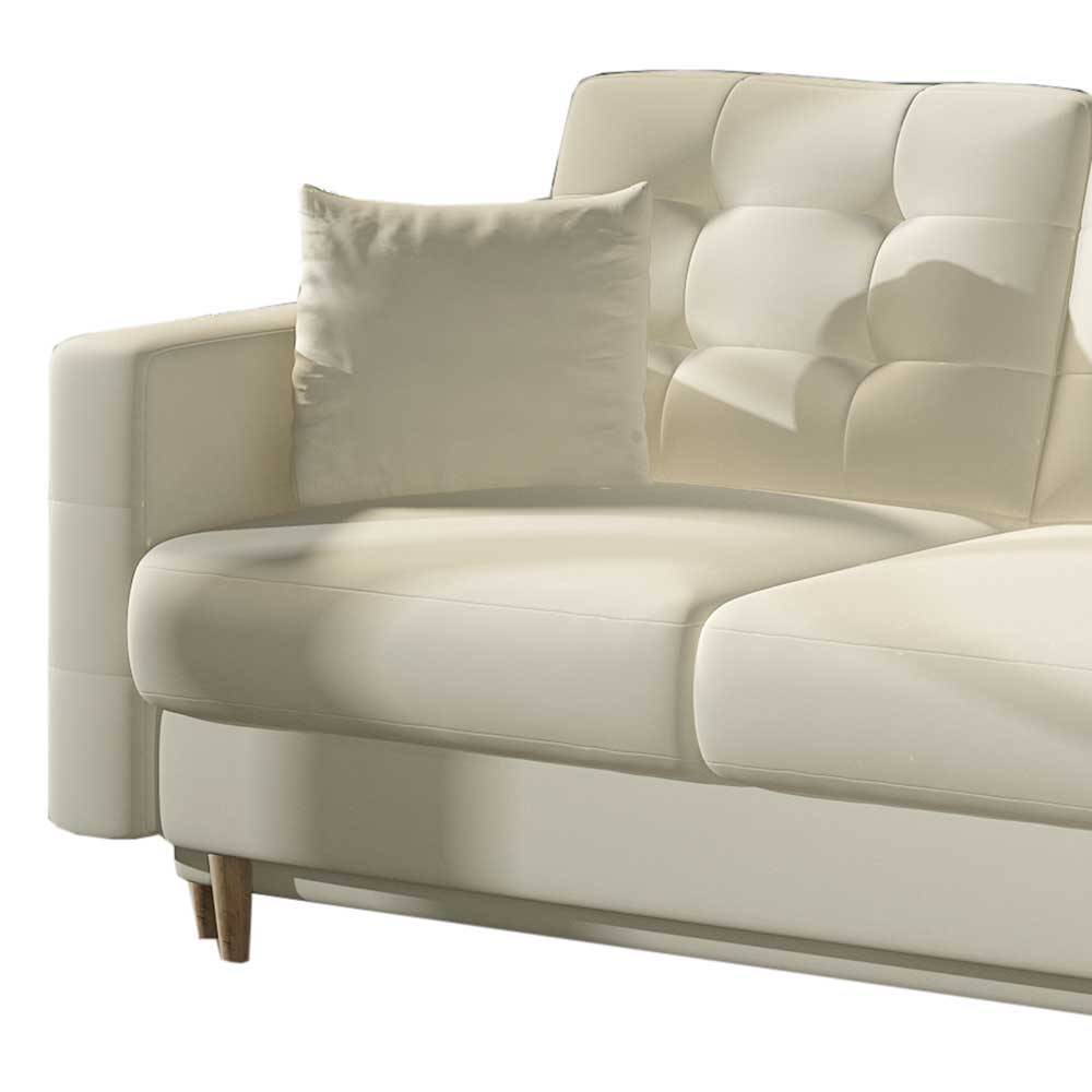 Kunstleder Schlafsofa in Cremeweiß - Virabella
