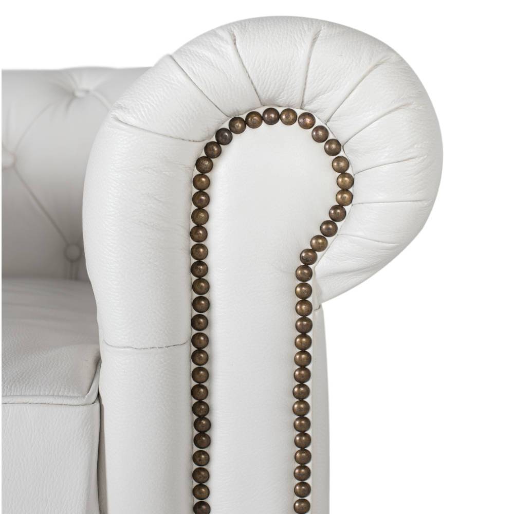 Chesterfield Ledersessel in Weiß - Pavias