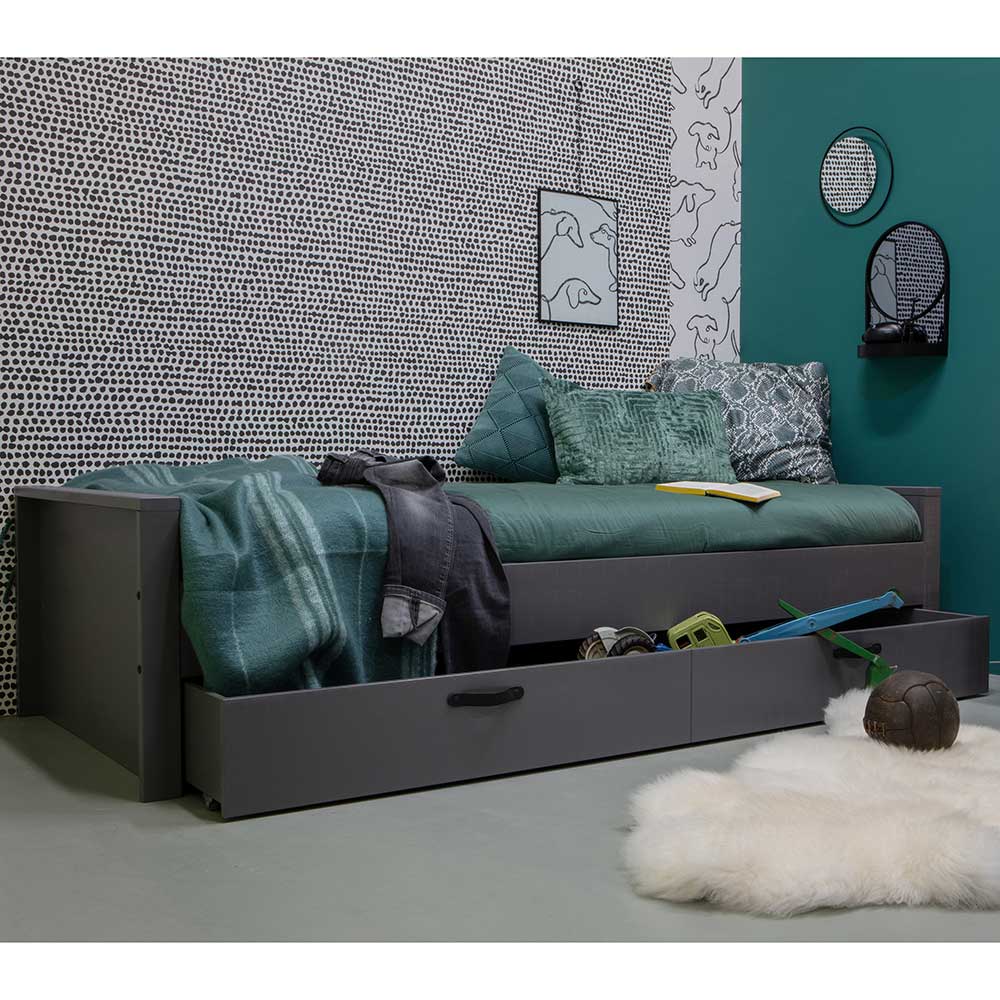 90x200 Holzbett in Grau aus Kiefer - Firgetta