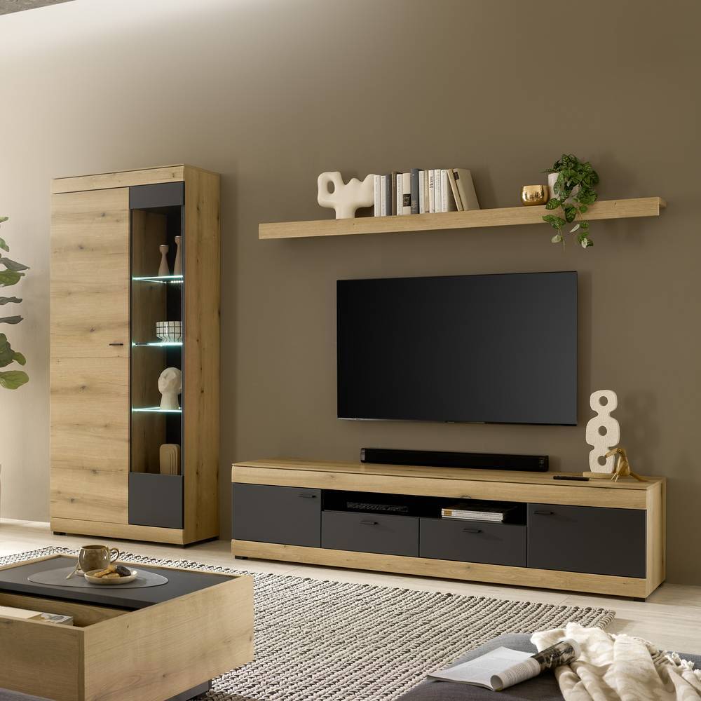 TV-Anbauwand Möbel in Eiche Optik - Addara (dreiteilig)