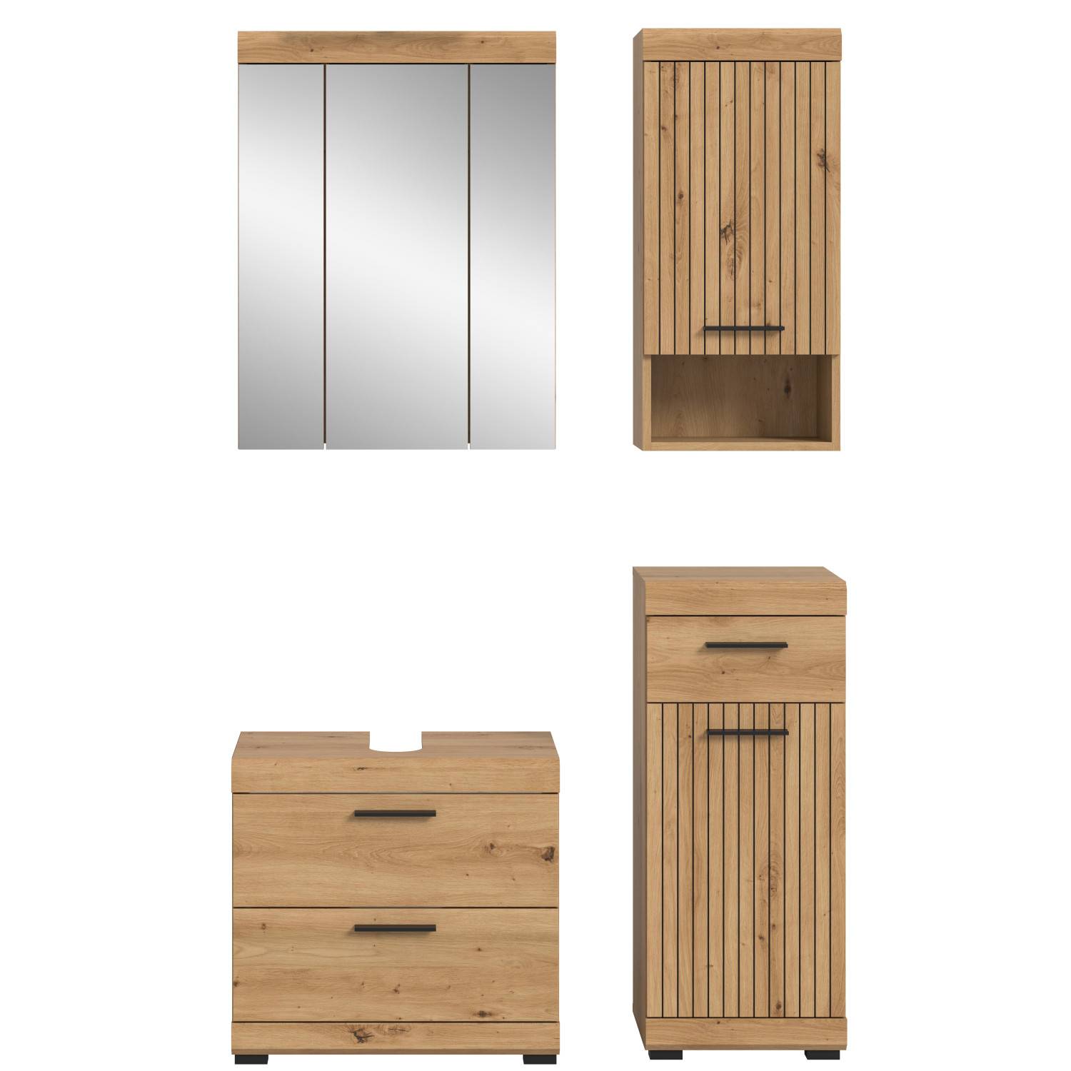Waschplatz Set in Wildeiche Nachbildung - Lasewood I (vierteilig)