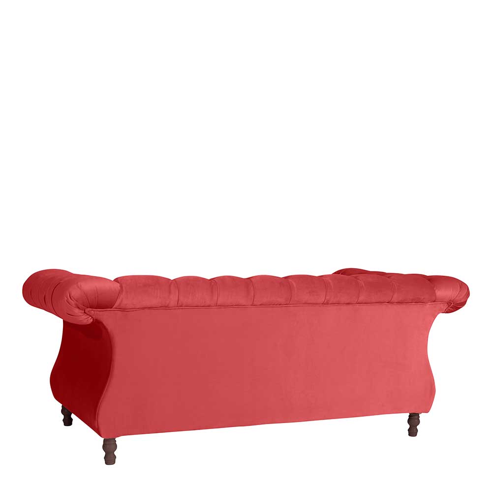 Zweisitzer Couch aus Samtvelours in Rot - Rosanna