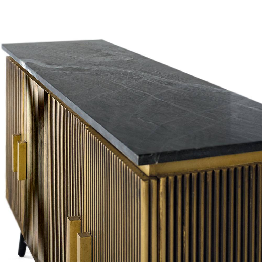 4-türiges Sideboard mit Marmor Platte - Hayato