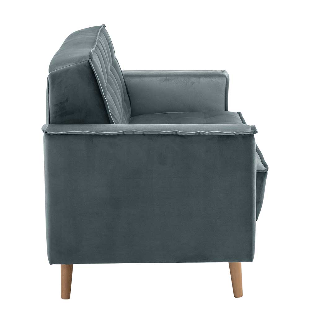 Blaugraue Couch aus Samtvelours - Lymeca