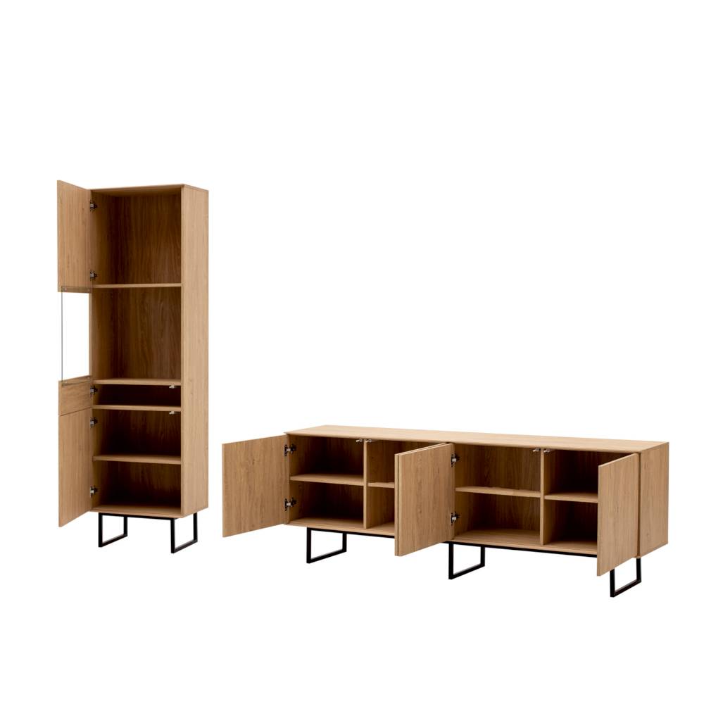 Vitrine und TV-Board Set - Jaskin (zweiteilig)