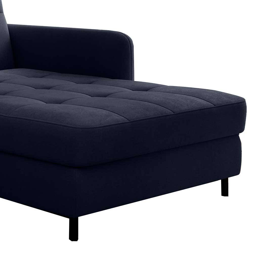 L-Design Schlafsofa in Dunkelblau Samt - Kingston