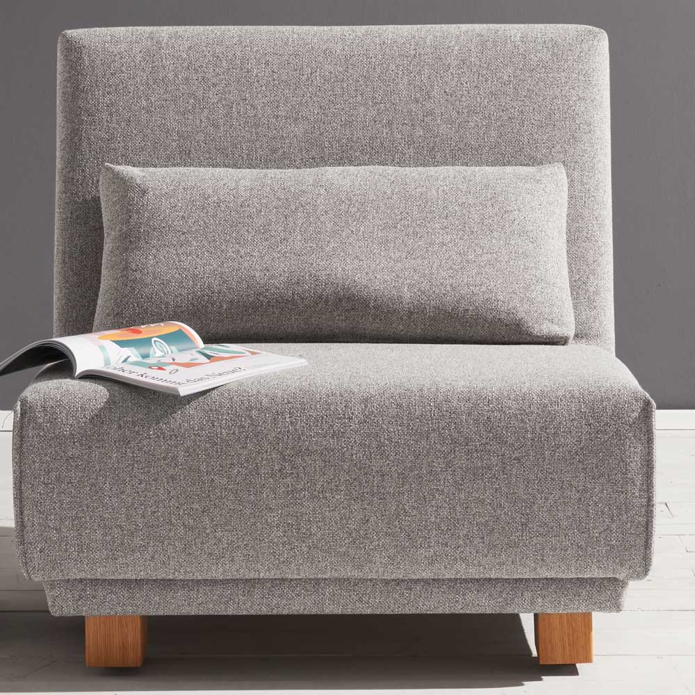 Hellgrauer Sessel ohne Armlehnen in modernem Design - Retrona