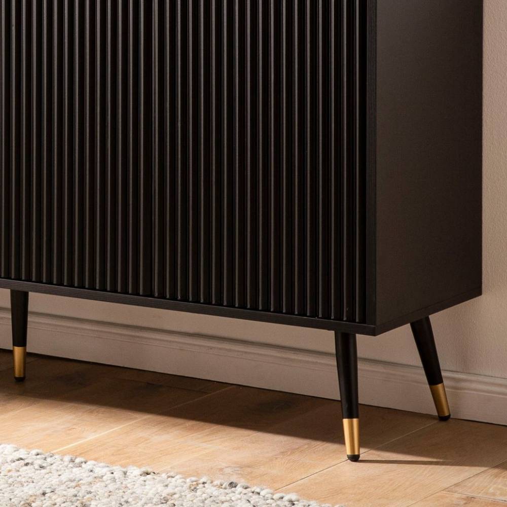 4-türiges Sideboard in Schwarz und Gold - Vacca