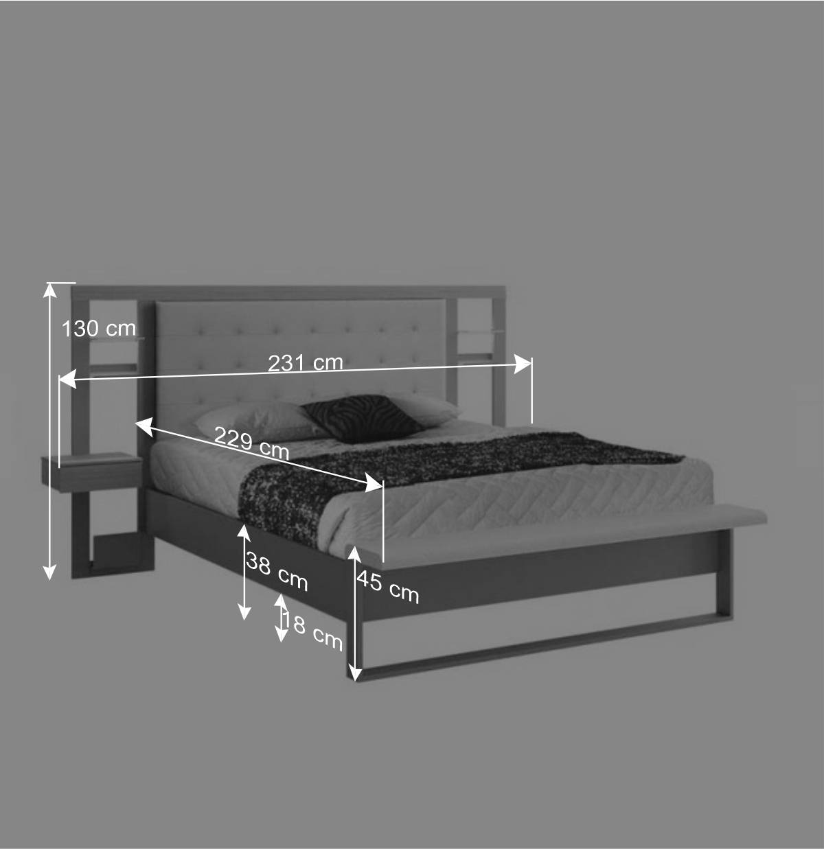 Futonbett Elvator in Grau Metall