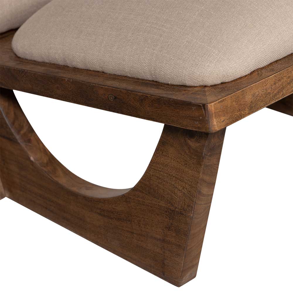 Akazienholz Sessel in Beige Boucle - Uriscano