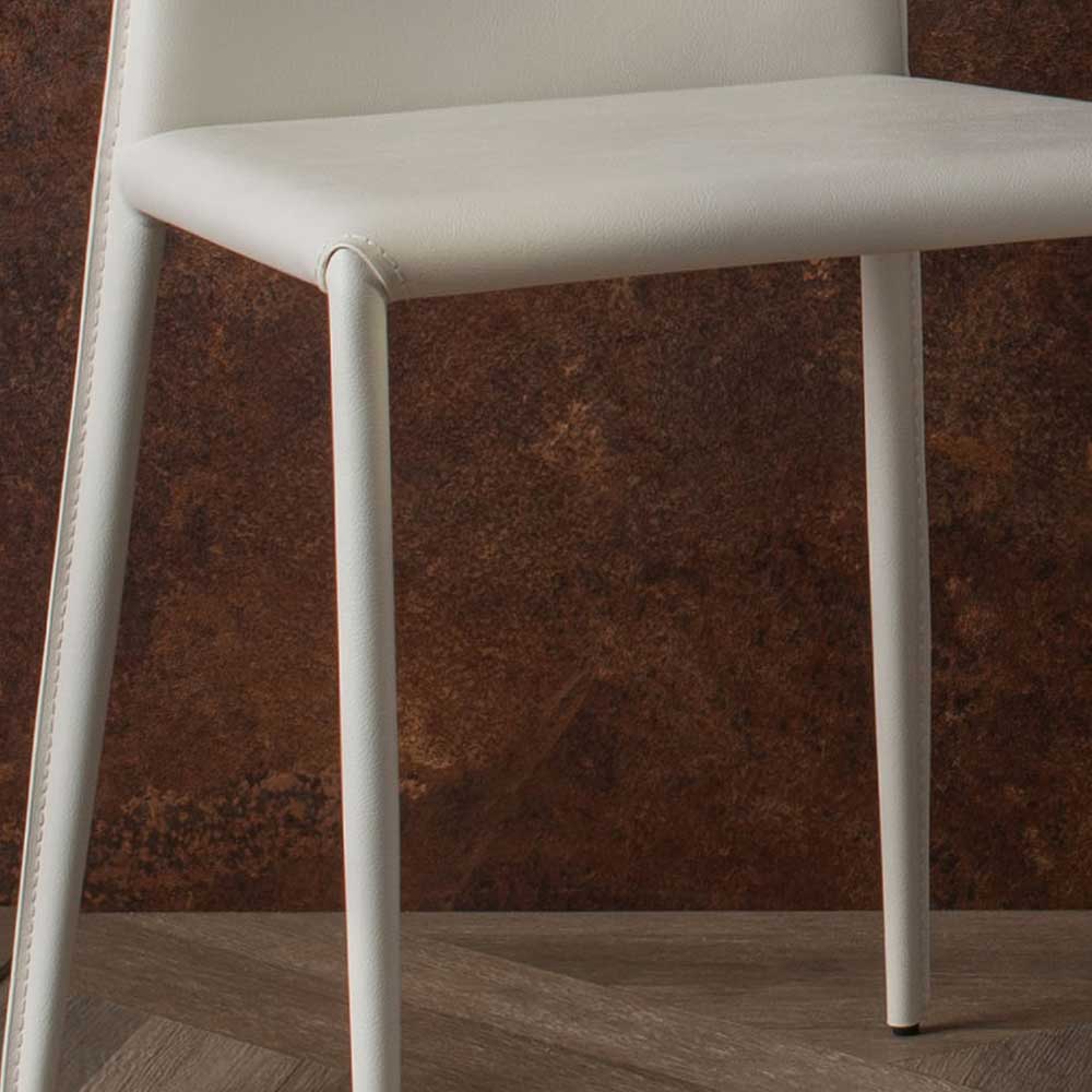 Moderne Stühle in Weiß Kunstleder - Casserra (2er Set)