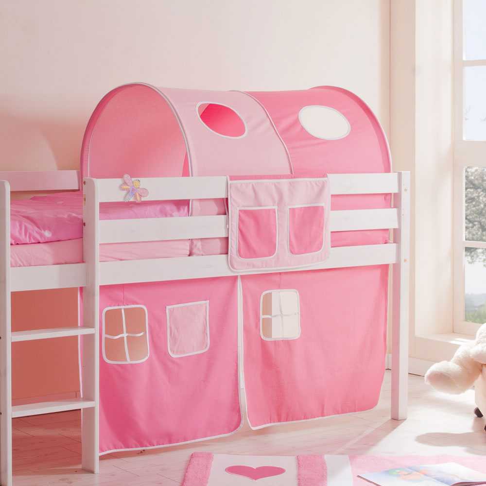 Mädchen Hochbett Alasdair in Weiß-Pink