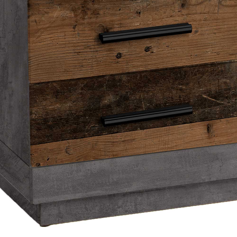 80x80 cm Couchtisch in Beton Optik & Antik Holz NB - Imlory
