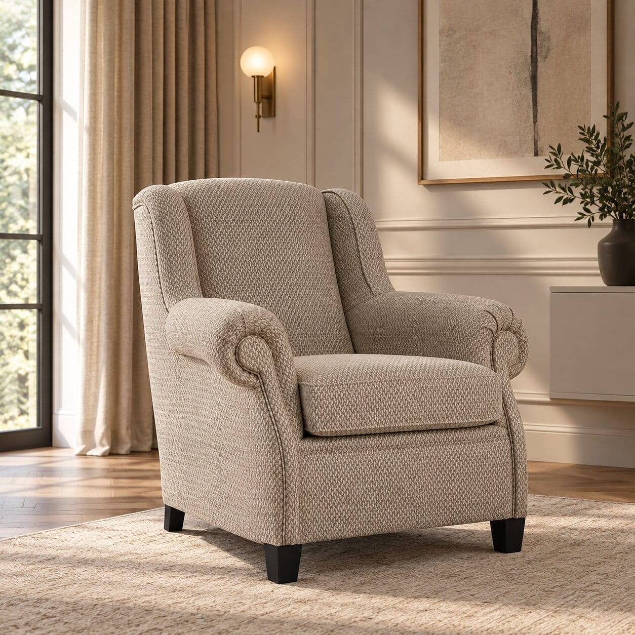 Wohnzimmersessel in Beige Strukturstoff - Rudolf