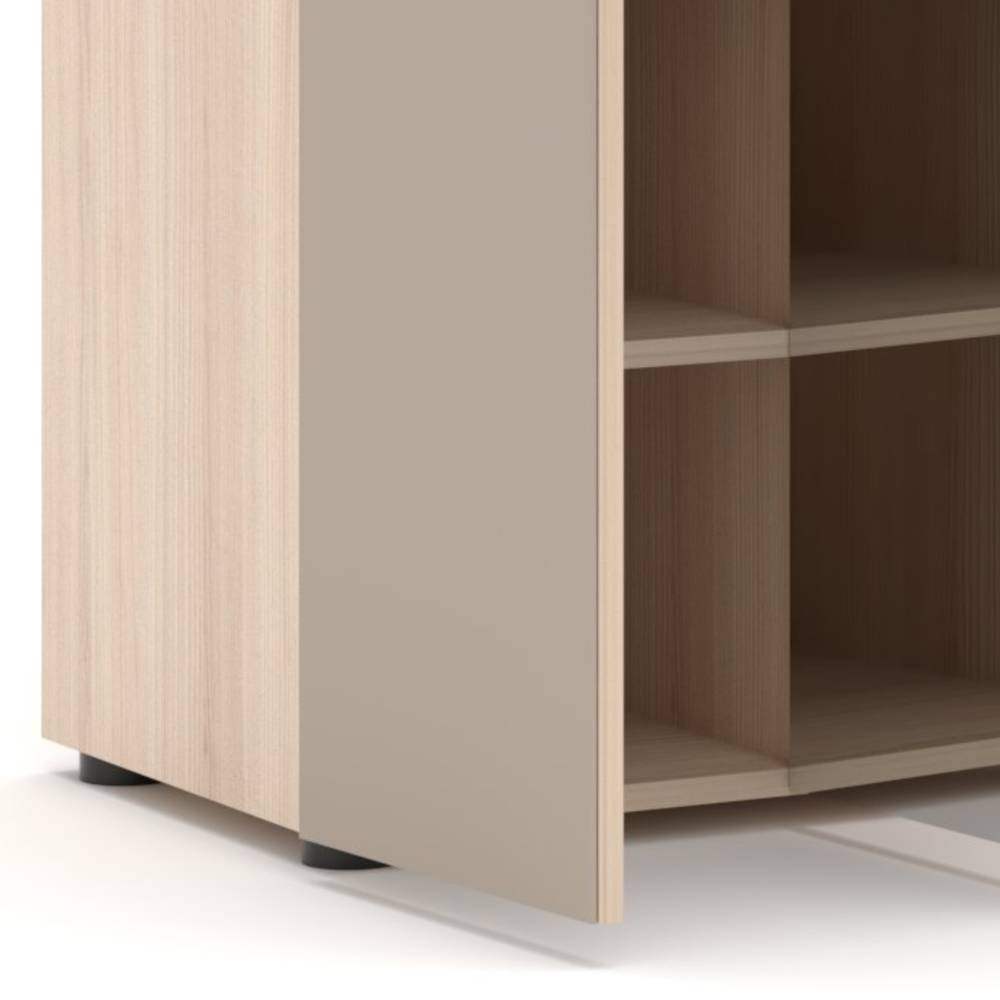Großer Schuhschrank in Hellgrau und Eiche Holzoptik - Kildare