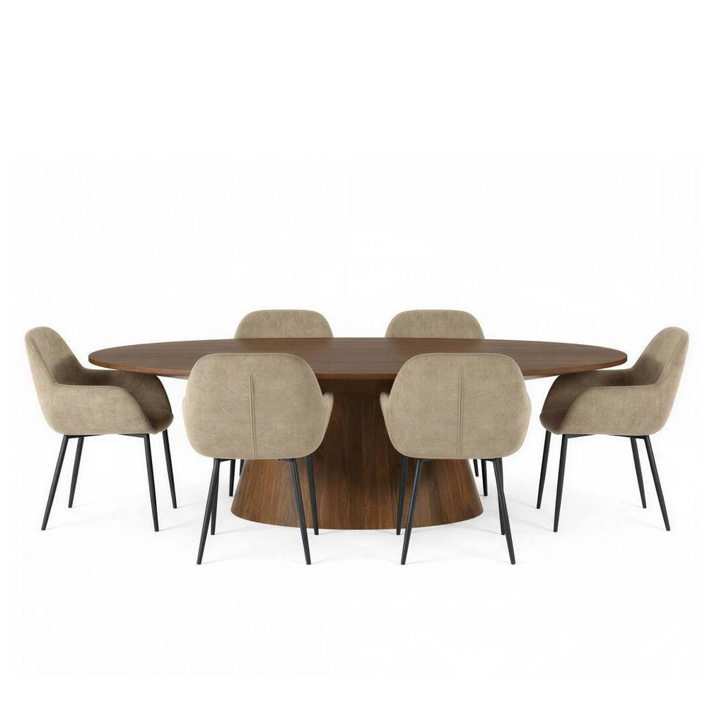Ovale Esstischgruppe modern - Galadira (siebenteilig)