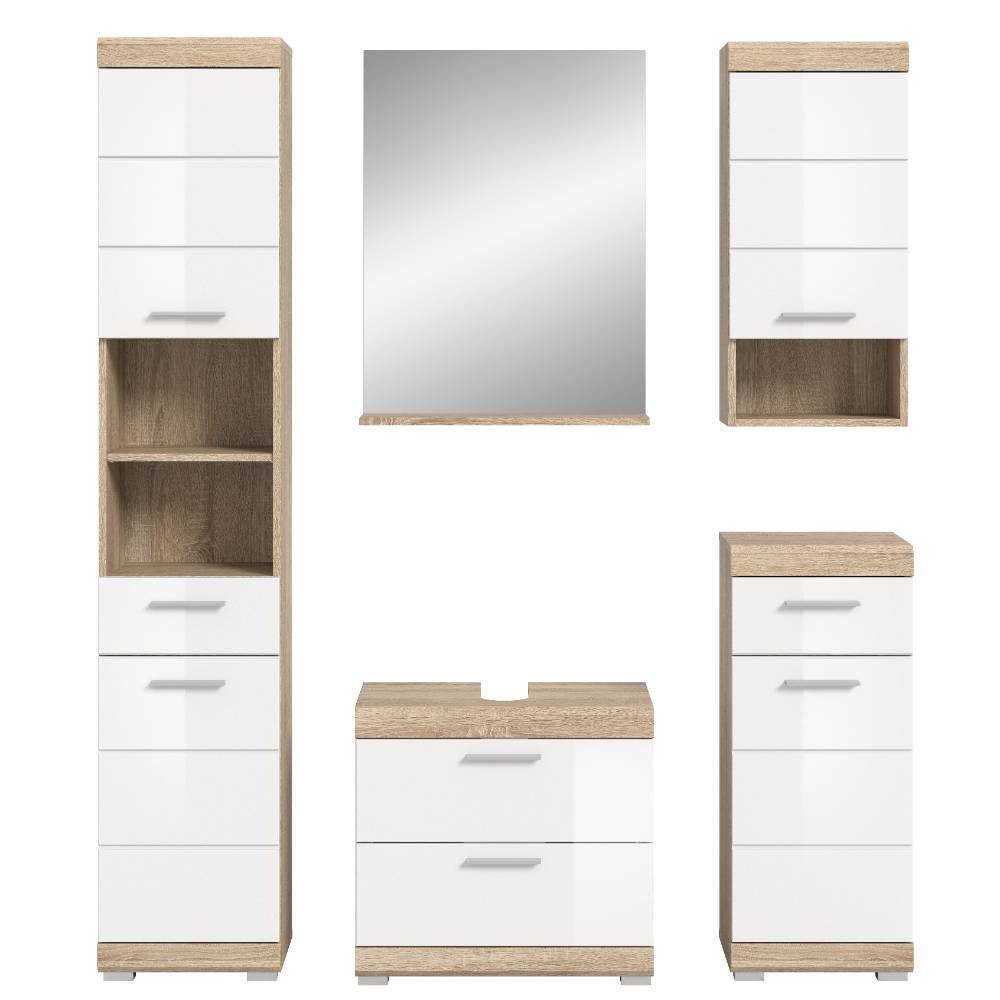 Badezimmer Schränke und Spiegel Set - Calbanyara (fünfteilig)