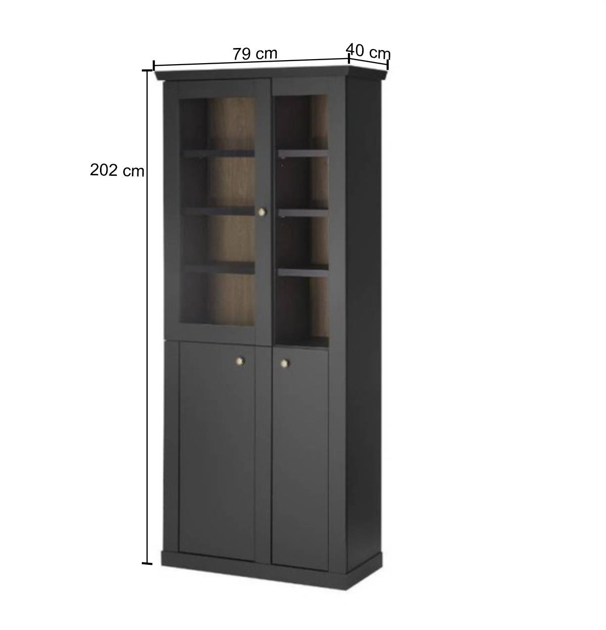 Modern Country Vitrine in Mattschwarz - Lulumo