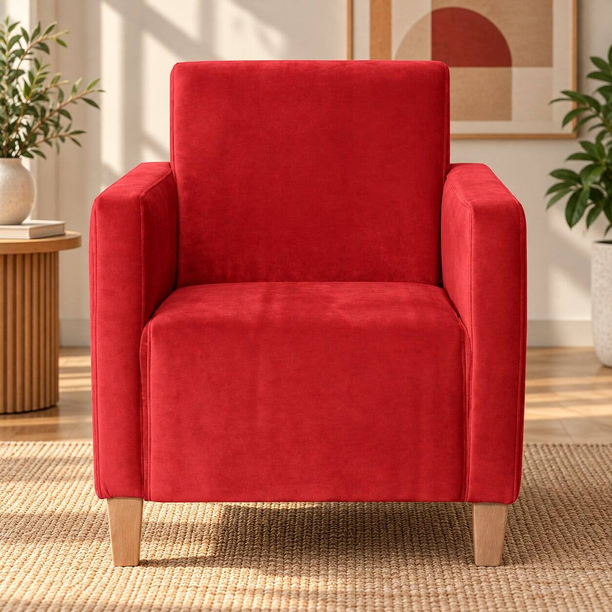 Roter Polstersessel mit Samtvelours-Bezug - Gedeon