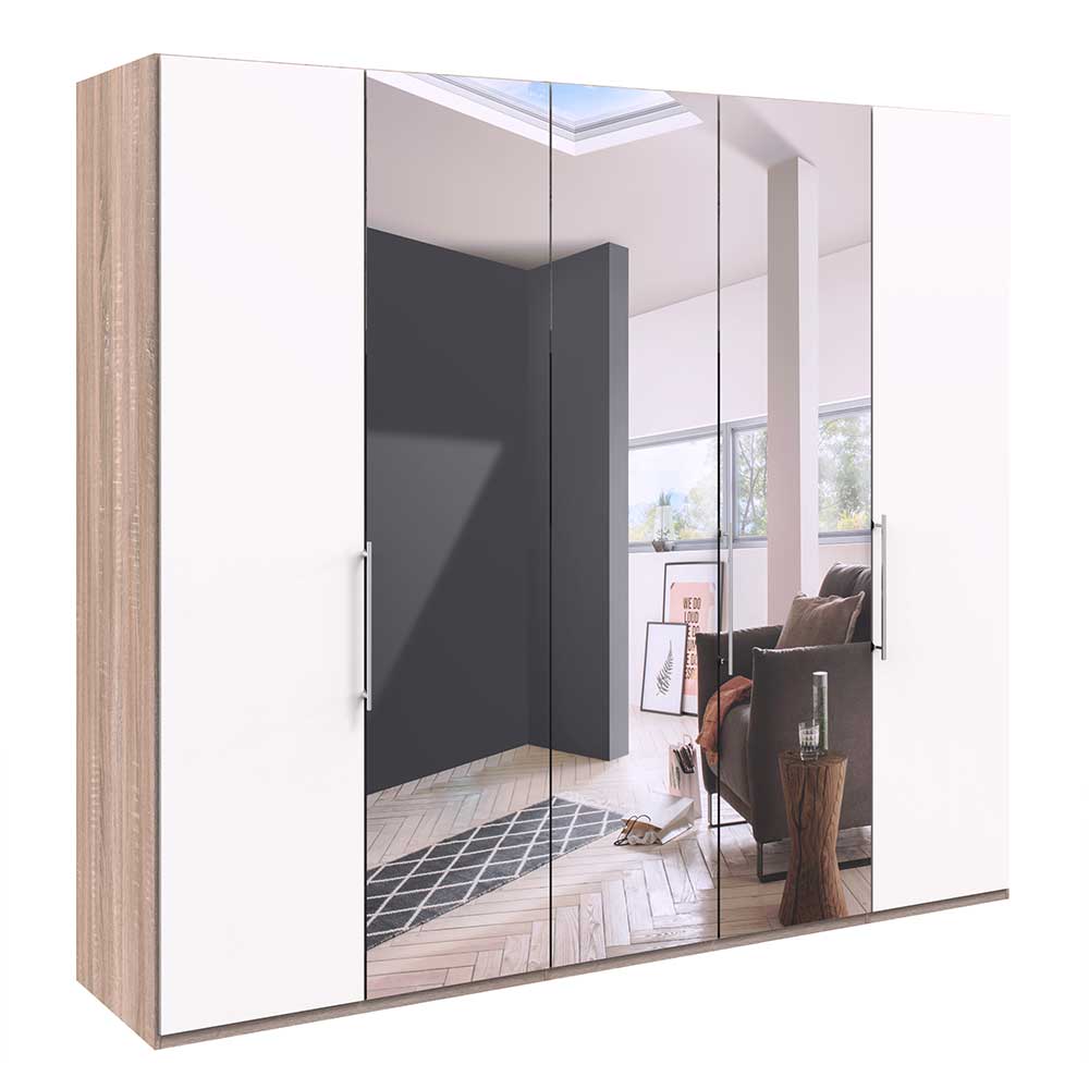 Weißer Schlafzimmer-Schrank mit Spiegeln - Vaclyn