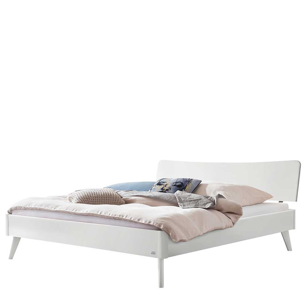 Weißes Bett in 140x200 aus Buche massiv - Senore