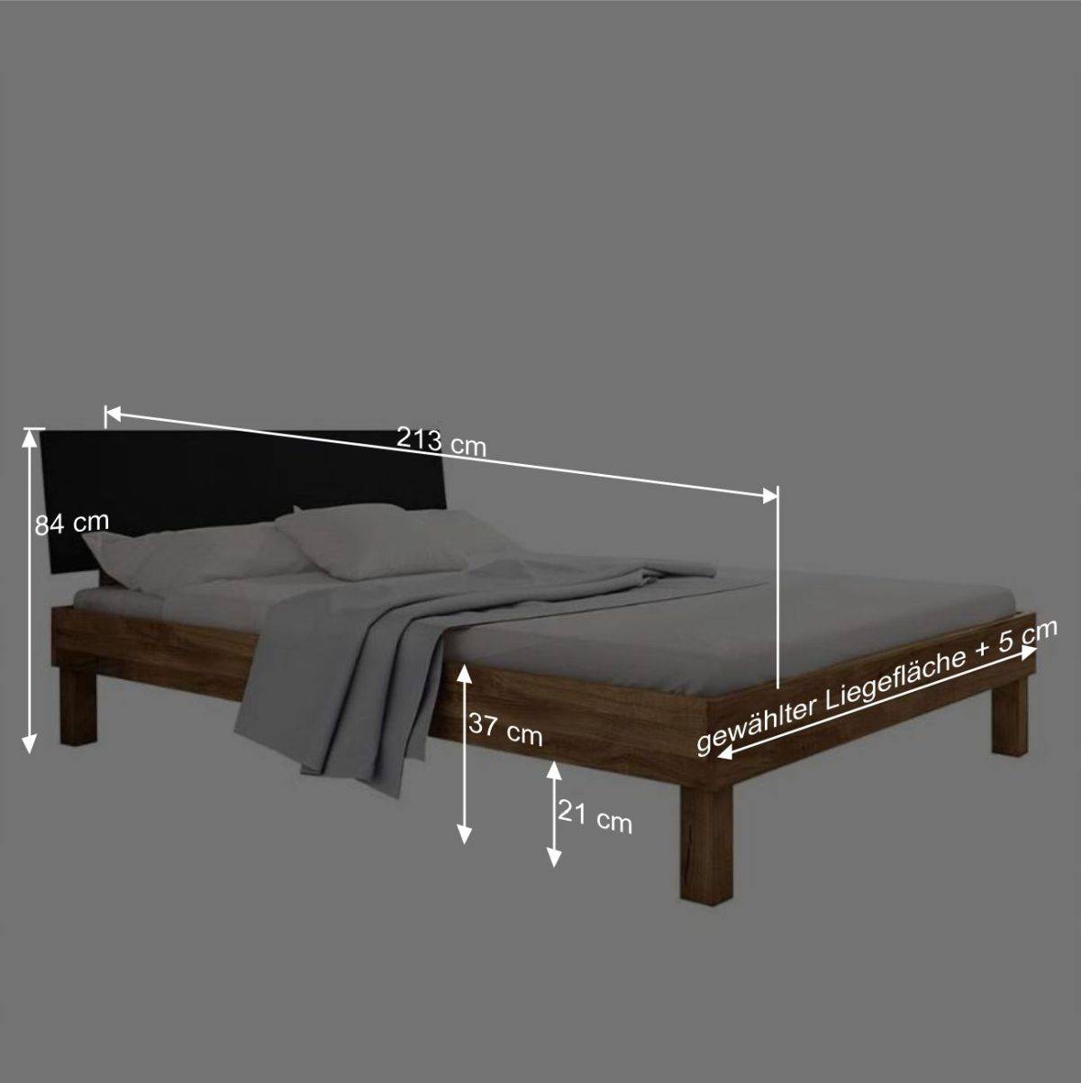 Design Wildeiche Bett & Nachttische - Olbysca (dreiteilig)